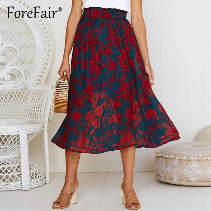 Forefair/Новинка года; весенние женские плиссированные юбки; Модная элегантная трапециевидная юбка в горошек; женские повседневные Юбки-миди с эластичной резинкой на талии