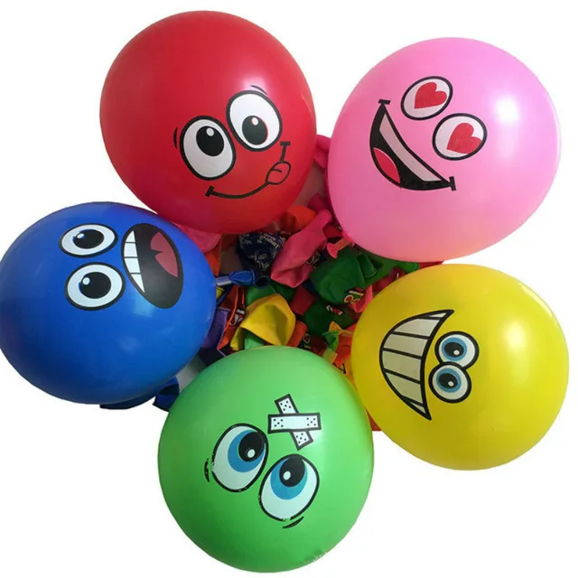 10pcs/lot 12inches Printed Big Eyes Smiley Face Latex Balloons Happy Birthday Party Decoration Inflatable Air Ballons Kids Gifts
