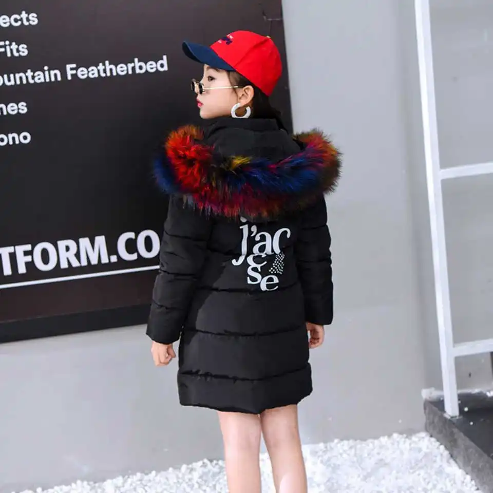 Детская зимняя куртка для девочек; парка с меховым капюшоном; плотное пуховое пальто с хлопковой подкладкой; детские куртки; Верхняя одежда и пальто для подростков; одежда