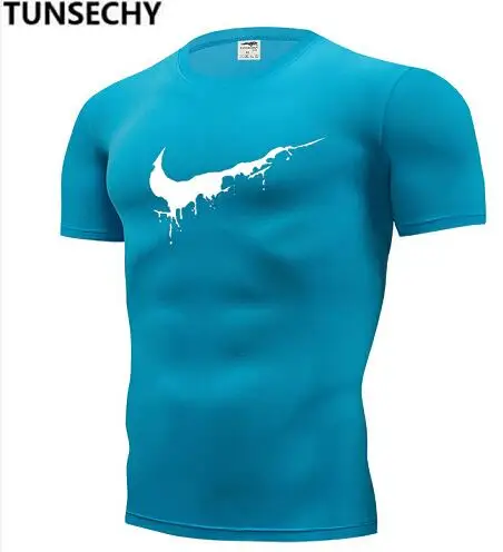 

2019 brand T-shirt top plain color stretch o collar men's T-shirt, men's fashion short sleeve T-shirt fitness casual men's T-shi