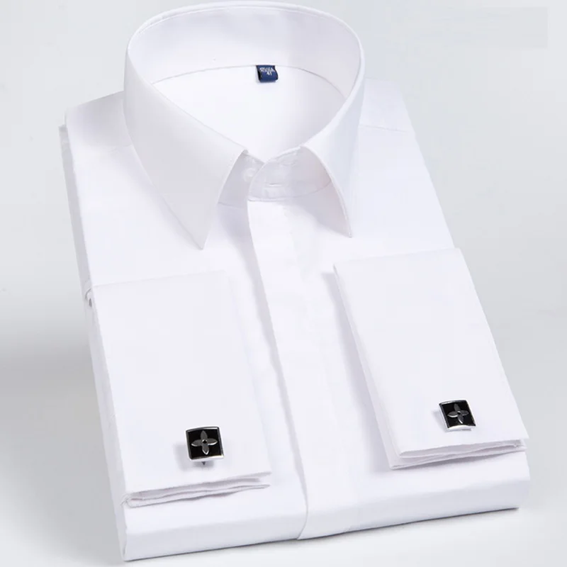 Новое поступление, мужские рубашки, повседневные облегающие Рабочие Рубашки, Брендовые мужские рубашки в полоску с длинным рукавом/Саржевые рубашки, белые мужские рубашки - Цвет: 1688-6