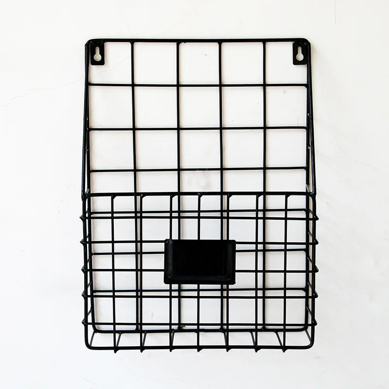 

Modern Wire Magazine Newspaper Basket Wall Mounted Post Storage Rack Organizer