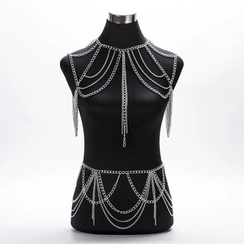 

BeUrSelf Sexy Body Jewelry Body Chain Bra Summer Hot Vest Beach Bikini Gold Color Halter Tassel Bikini Chain for Women