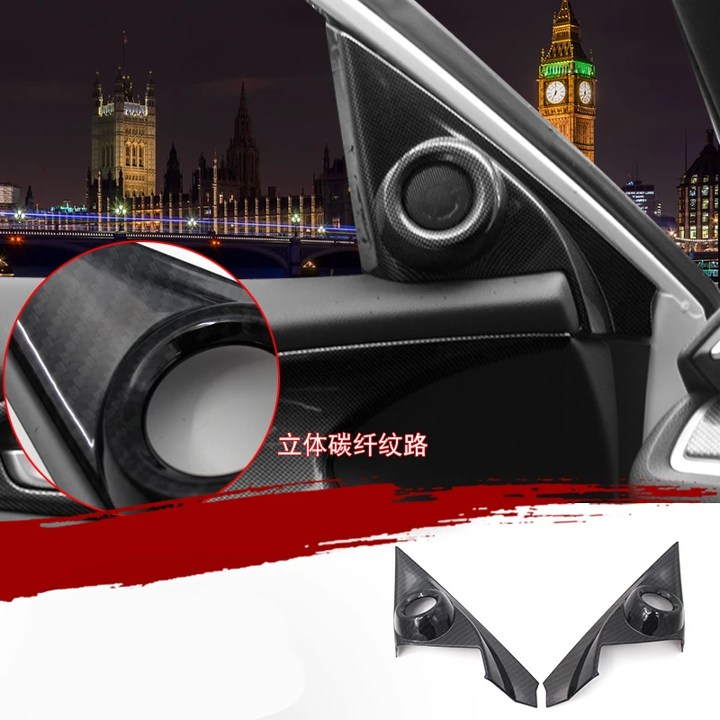 Углеродное волокно черные аксессуары для интерьера ABS Decroation крышка планки для Honda Civic 10th RHD - Название цвета: Speaker frame