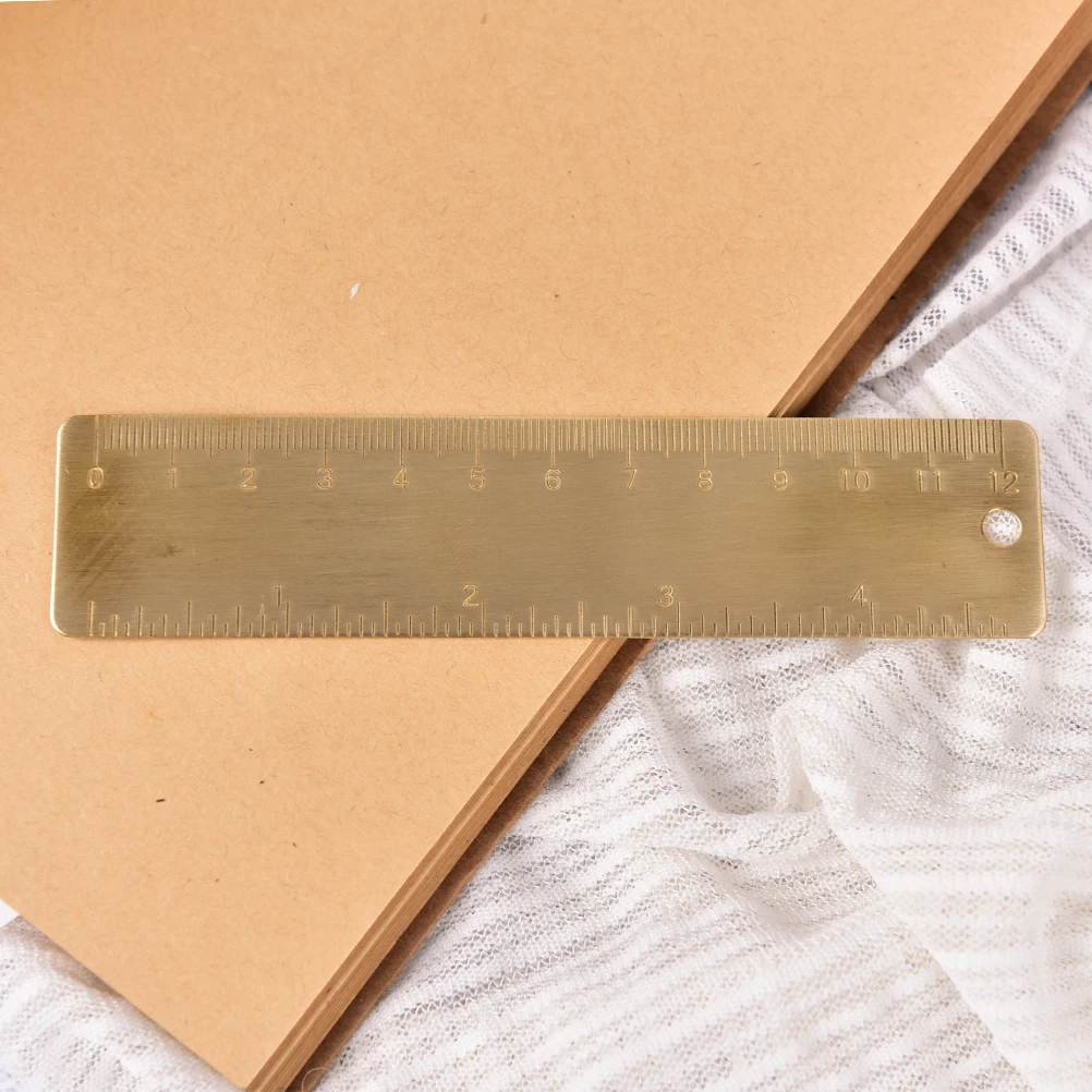 Струйные Высокое качество 12 см прочный металл латунь Винтаж удобство сантиметров дюймов двойной шкала линейка закладки небольшой свежий