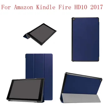 

Leather Case Cover stand smart folio magnet case for Amazon Kindle Fire HD10 2017 tablet case cover 10pcs/lot