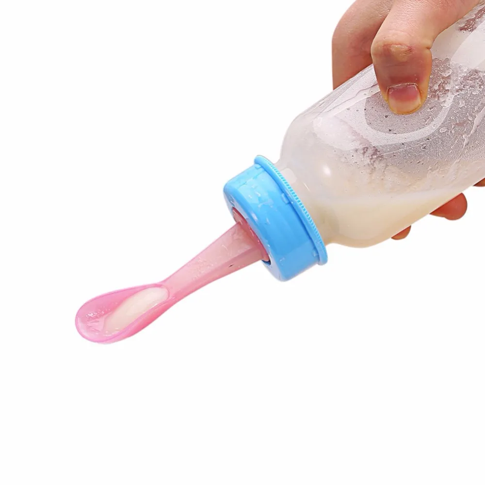 

WEIXINBUY 240ML 100% New NEW Nipple Fresh Food Milk Nibbler Feeder Feeding Tool Bottle With Spoon Food Rice Cereal Feeder