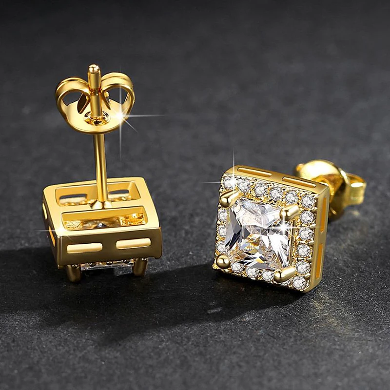 Wholesale 12pairs 5A Shiny Zirconia Crystal Square Stud Earrings Fashion Exquisite Wedding Party Jewelry Gift For Women Girls | Украшения и