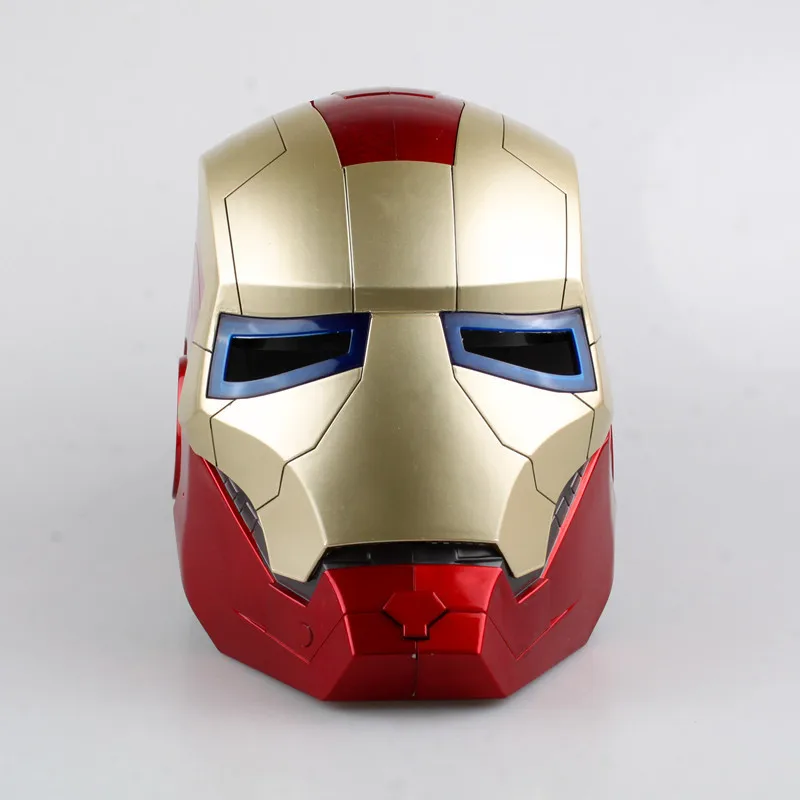 

The Avengers Iron Man helmet The mask can be opened Eye LED light Original size 1/1 PVC Action Figure Model Toy Boxed 22cm N927