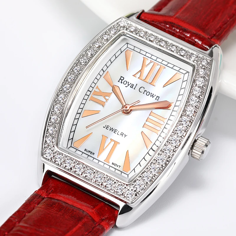 Goede Royal Crown Luxe mannen Dame vrouwen Horloge Japan Quartz Fashion Uur Kleurrijke Armband Rhinestone Meisje Jongen Verjaardagscadeau doos