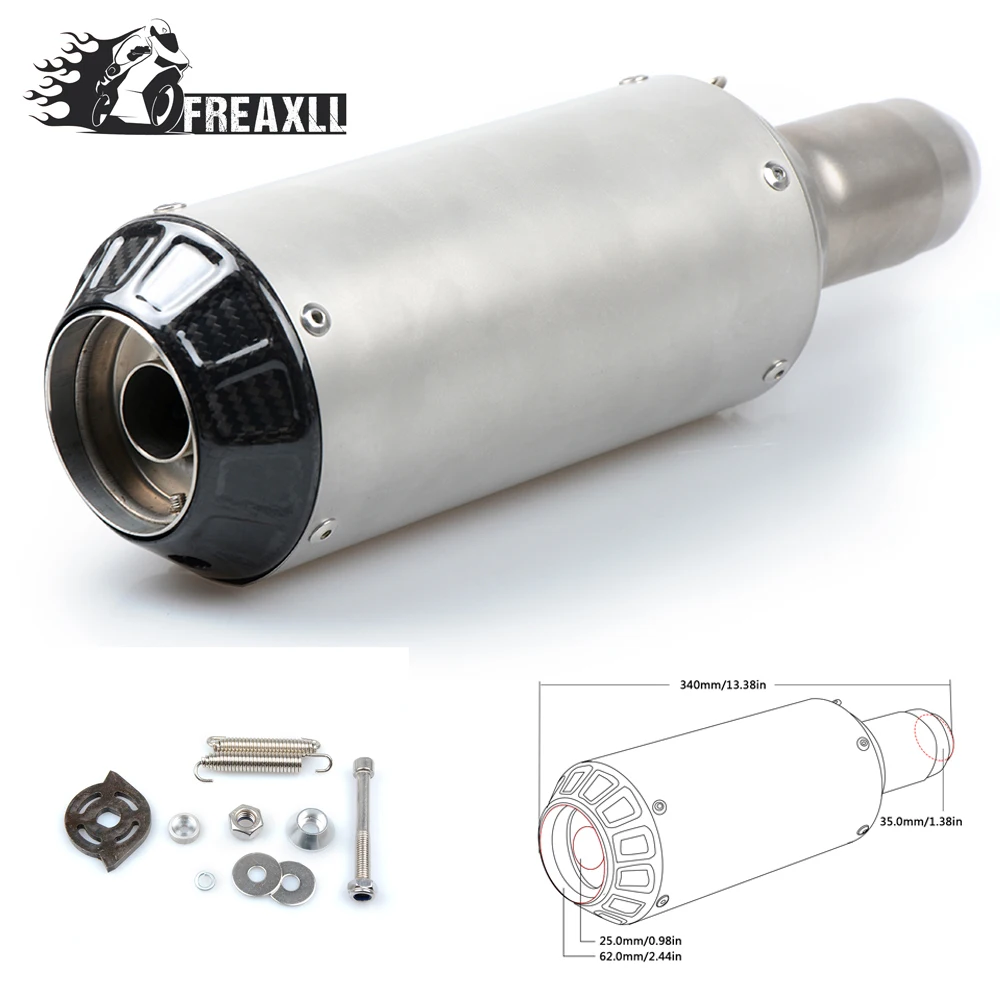 

36-51MM Universal Motorcycle Exhaust Carbon Motorbike Exhaust Pipes Bike Muffler For Kawasaki ER-6F Ninja 300 ABS 636 ZX-6R