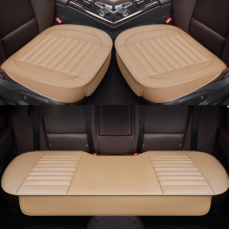 Automobiles Seat Cover Auto Accessories PU Leather Interior Car Seat Cover Four Seasons Universal Protector Storage Seat Cushion - Название цвета: Beige 1 set