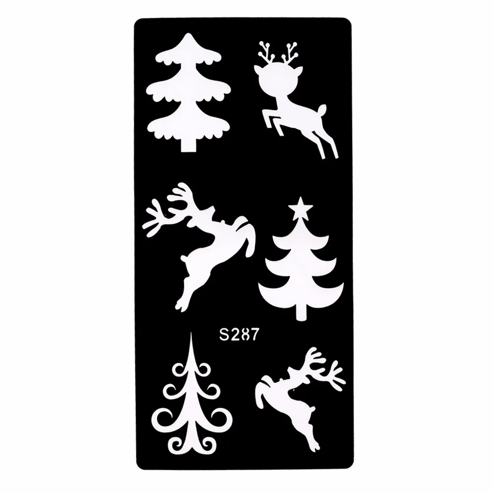 6 Pieces Tattoo Henna Stencil Christmas Tree Santa Claus Pattern Airbrush Painting Body Art Tattoo Stencil New Year Gift S200#13 (8)