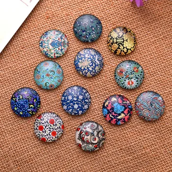 

Glass Cabochons Dome Seals Cameo Multicolor Flowers Pattern Round Jewelry DIY Making Finding 10mm 50Pcs