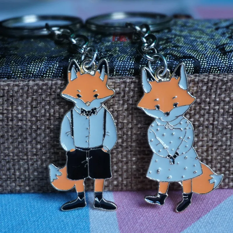 

Fox Couple Keychains Cute Alloy key chains for Woman Men Key Rings Bag Charms Lovers Gifts 2018