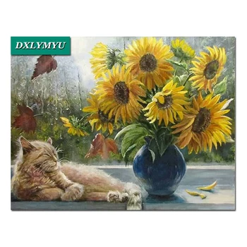 

sunflower 5d Diy Diamond Painting cat Art Embroidery Animals diamond Mosaic Art Picture Full Rhinestones Home Decor Wall Sticker