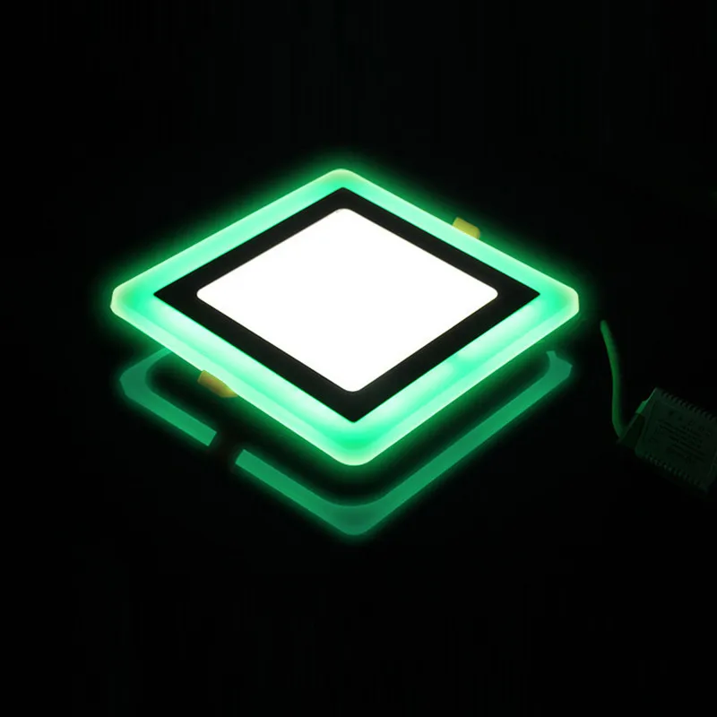 Светодиодный панельный светильник 6 Вт 9 Вт 16 Вт 24 Вт 3 Модель красный зеленый синий светодиодный панельный светильник двухцветный СВЕТОДИОДНЫЙ Потолочный встраиваемый светильник для внутреннего освещения светильник s