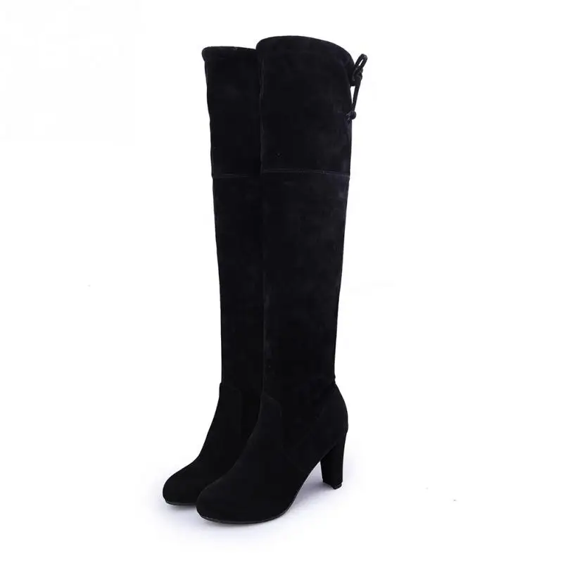 Fashion Over-the-knee Boots Women High Heel Boots Female Winter Shoes Woman Slim Knee-high Boots Women Winter Boots Plus Size 43
