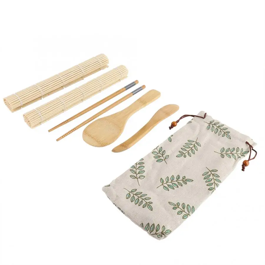 

Kitchen Sushi Tools Bamboo Sushi Kit Rolling Mats Rice Paddle Rice Spreader Chopsticks Sushi Set Kitchen Cooking Tool