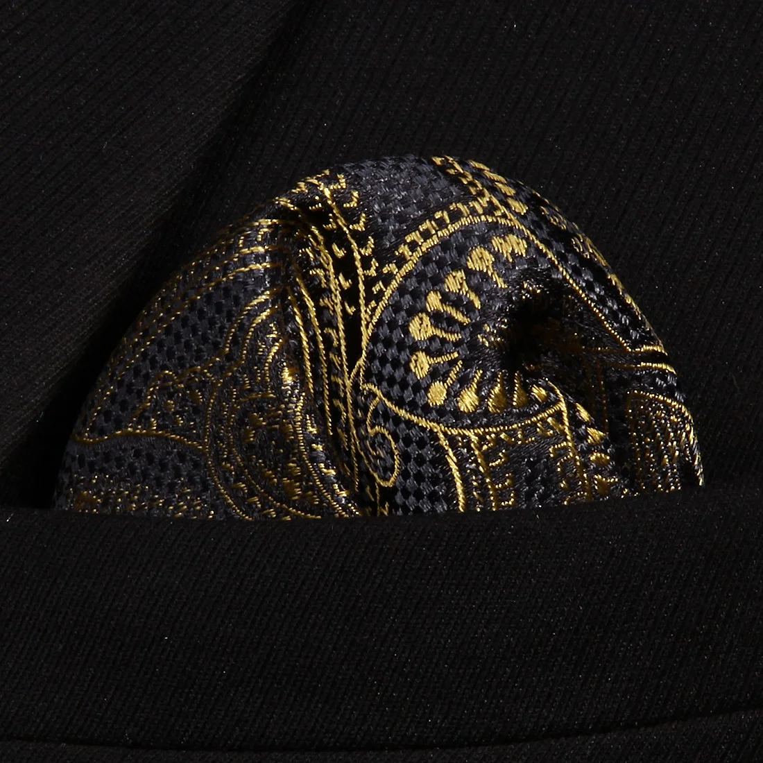 

HZP04Z Gold Gray Paisley Men Silk Party Handkerchief Pocket Square Hanky
