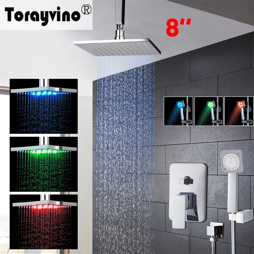 Torayvino Bathroom Faucets Rainfall Shower Head Arm Control Valve