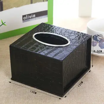 

Tissue Square case PU Leather Box Home Office napkin Durable Inner Car non-woven fabric Waterproof Holder