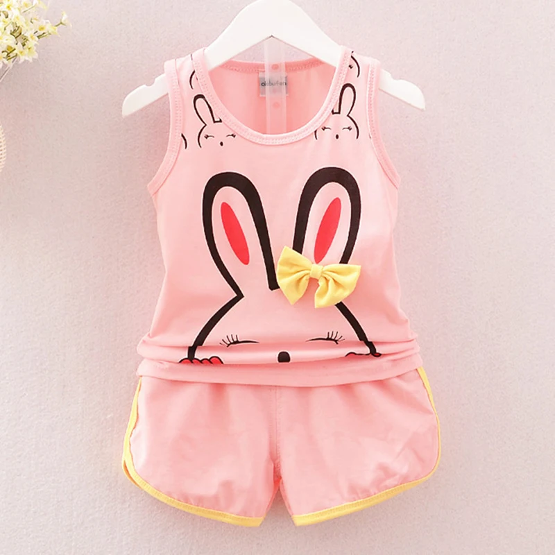 

2018 new baby girl clothes suit best quality girl cotton summer clothe suit brand children kids cartoon clothing sets