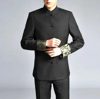Blazer men formal dress latest coat pant designs suit men costume stand collar chinese tunic suit set wedding suits for men's top quality unisex taoism monk costume long sleeve suits shirt and pant lay chinese stand collar uniforms wushu sets