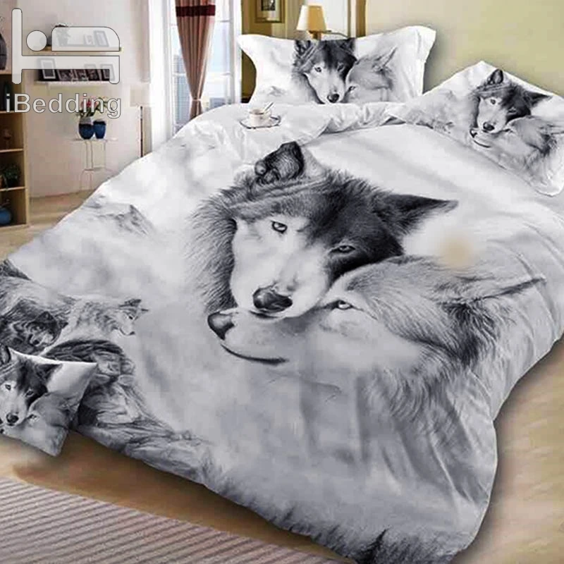

3Pcs/Set Snow Wolf Printed Queen Comforter Bedding Sets Luxury 3d Bed Cover Set Duvet Cover Sheets Set Home Textiles