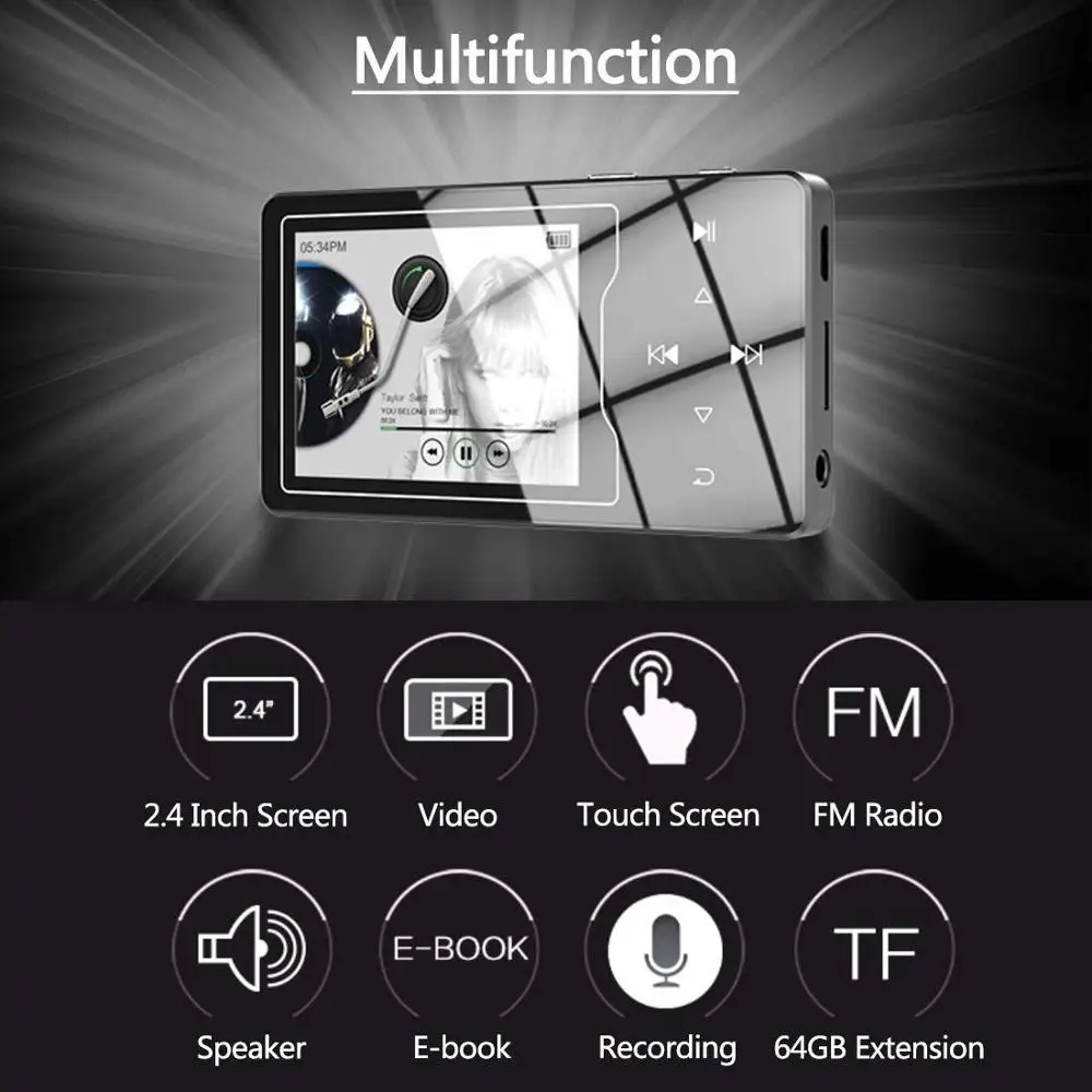 Mp3 плеер Bluetooth 4 2 16 Гб музыкальный без потерь встроенный динамик большой HD экран
