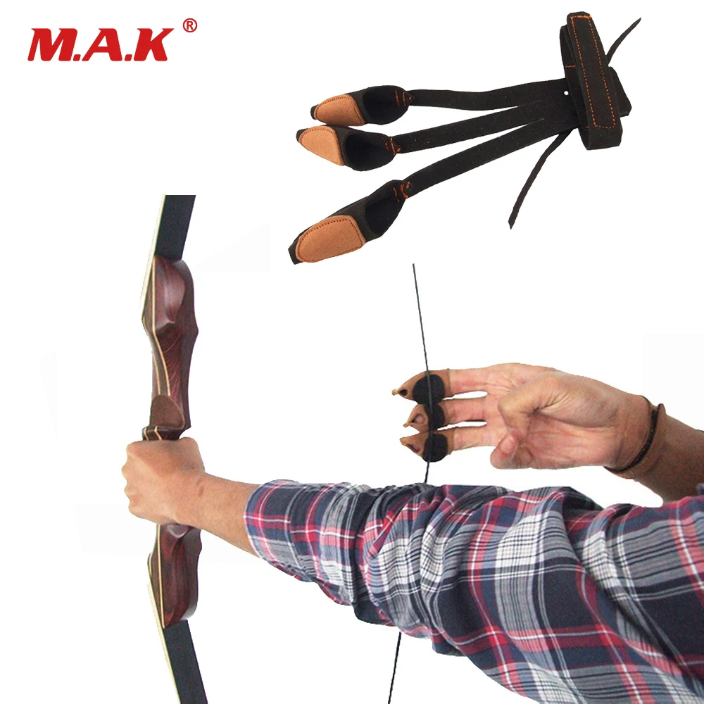 3 Finger 7 Color Guard Archery Protect Glove Adjustable Length Pull Bow