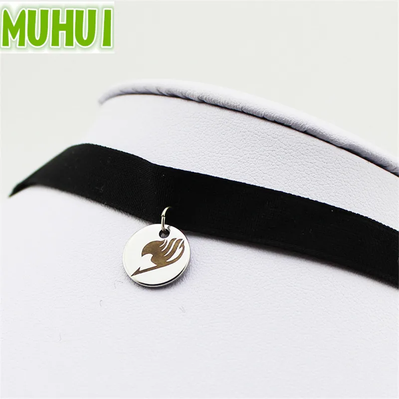 

Anime Fairy Tail Leather Titanium Steel Pendant Choker Necklace Women Men Jewelry Collares B628
