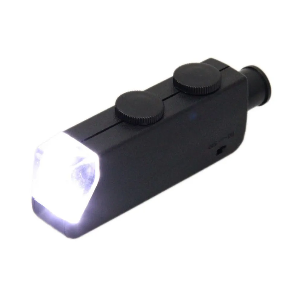 Мини 60x-100x с подсветкой Zoom Карманный микроскоп увеличительное стекло лупа