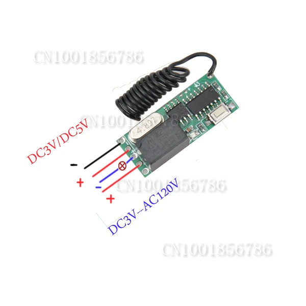 

Mini Small Volume Wireless Remote Switch System Micro DC3V-5V Relay Receiver Transmitter Momentary Toggle Latched Learning Code