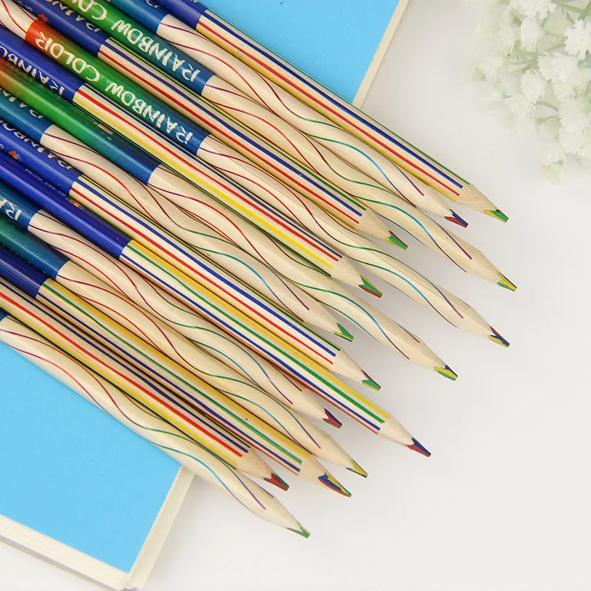 6 PCS/Pack DIY Cute Kawaii Wooden Colored Pencil Wood Rainbow Color Painting For Kid School Graffiti Drawing | Канцтовары для офиса