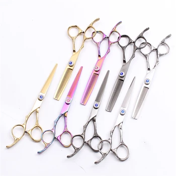 

Left-Hand 6" 17.5cm 440C Engraving Logo Hairdressing Scissors Cutting Scissors Thinning Shears Hair Scissors Set of Tools C8002