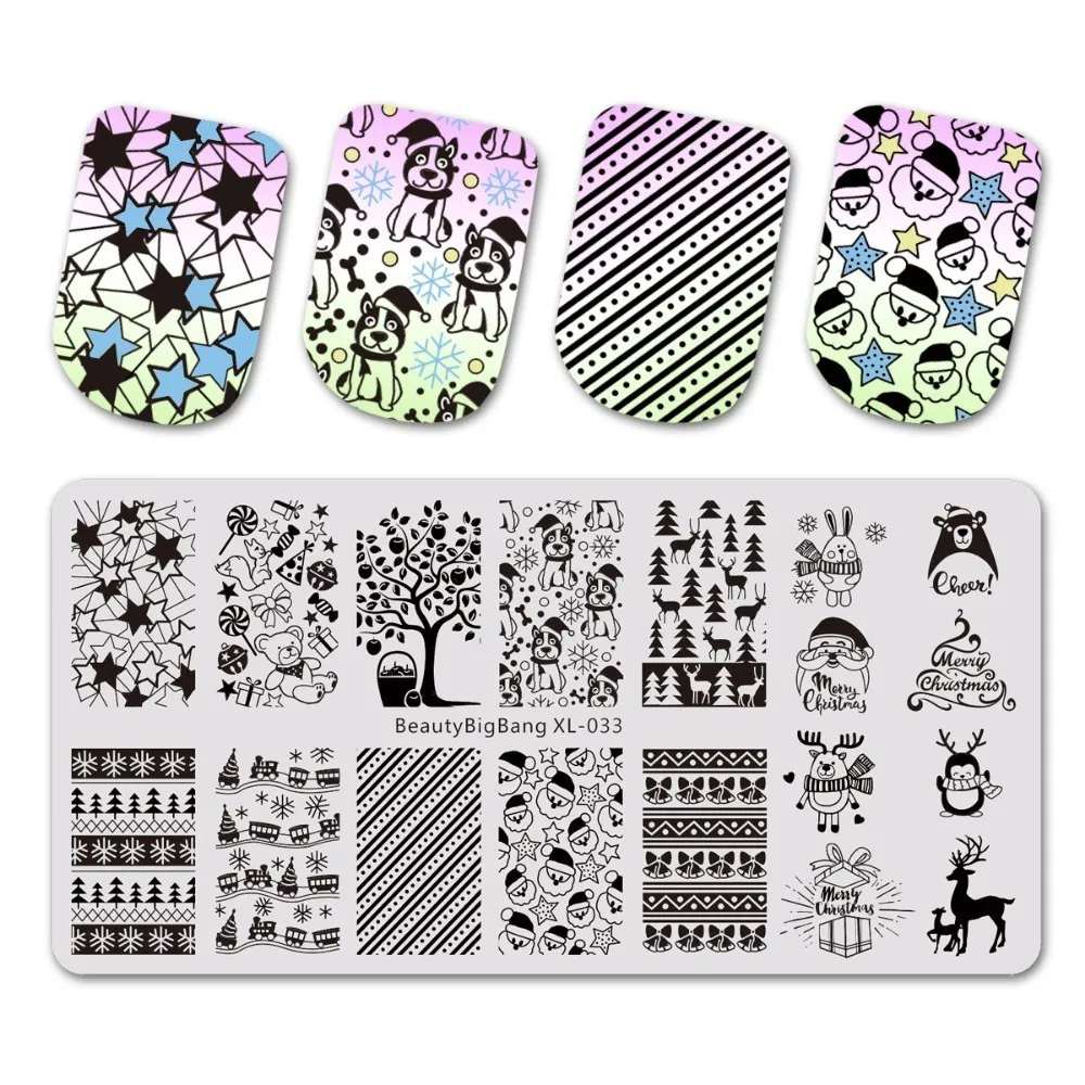 BeautyBigBang трафарет для ногтей 14 видов рождественской серии изображение снеговика дизайн ногтей шаблон ногтей штамповки пластины BBB XL-030 - Цвет: XL-33