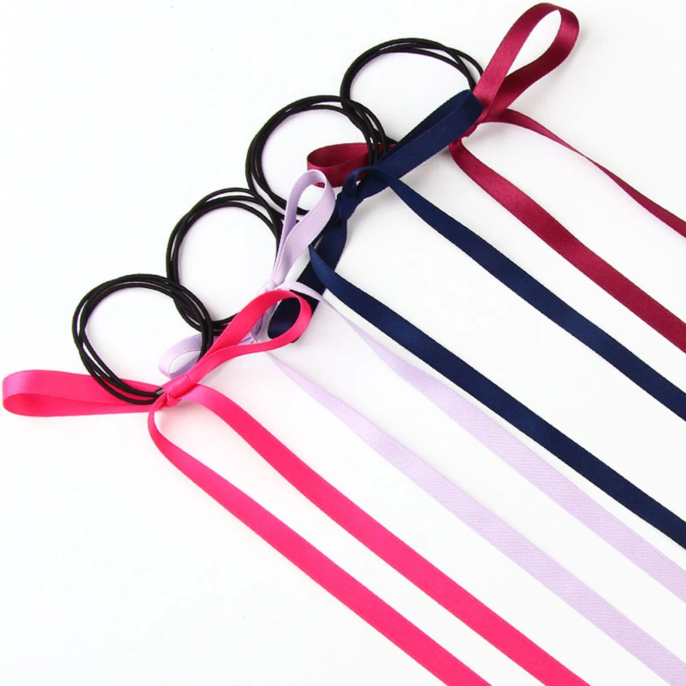 

Fashion Korean Women Girl Hair Bow Silk Ribbon Hair Bands Long Streamers Chiffon Elastic Hair Rope Scrunchies Hair Accessories