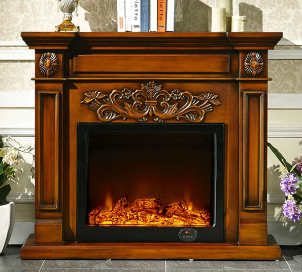 Online Get Cheap Decorative Fireplace Mantel -Aliexpress.com decorative fireplace W130cm English style wood mantel with electric fireplace insert artificial LED optical flame decoration - Online Get Cheap Decorative Fireplace Mantel -Aliexpress.com