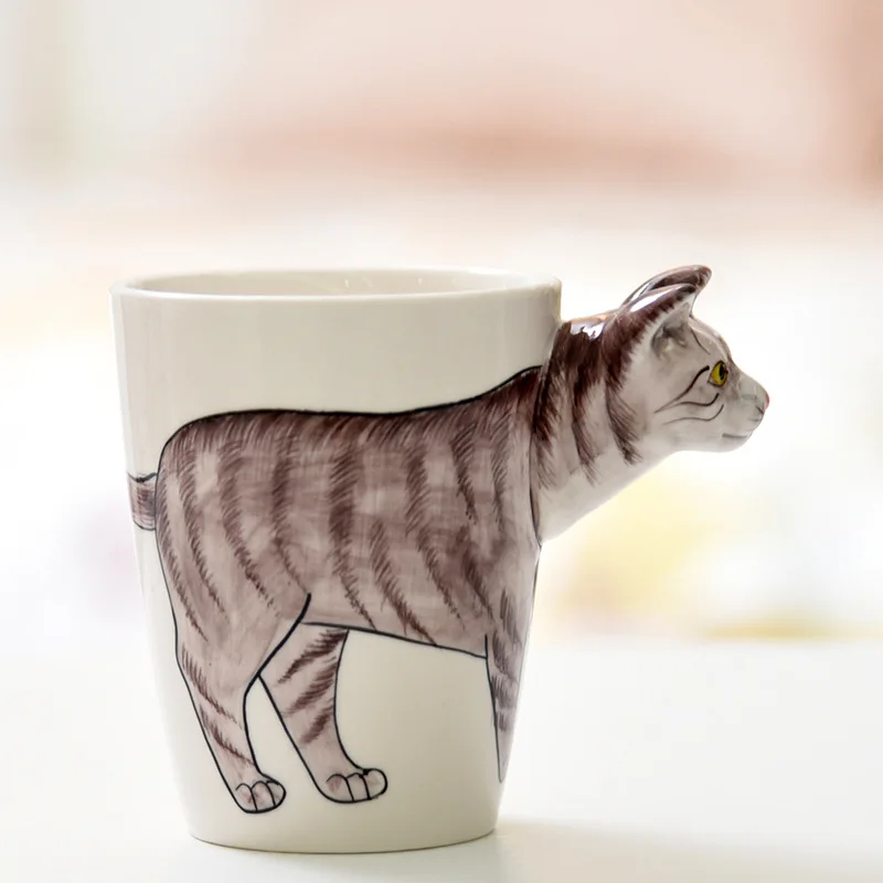 Us 183 Weiß Keramik Kaffee Milch Tee Becher 3d Tier Form Handgemalte Deer Giraffe Kuh Affe Hund Katze Kamel Elephant Tasse Weihnachtsgeschenk In