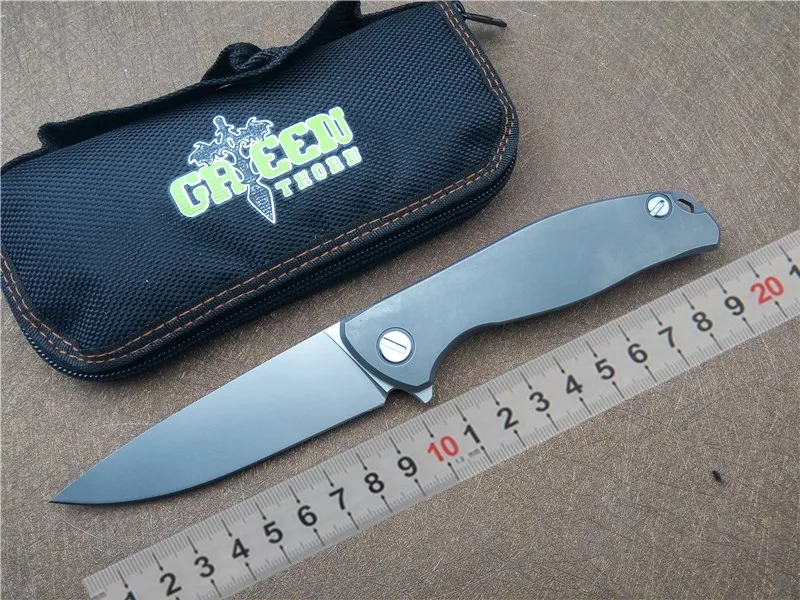 

F95 Folding knife tactical titanium handle D2 flipper double row ceramic ball bearing EDC pocket knife outdoor camping knife