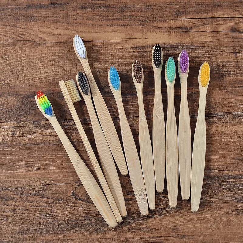 Новый Дизайн Смешанные цвета Бамбук Зубная щетка экологически чистые деревянные зубная щетка с мягкой щетиной Совет уголь взрослых зубная