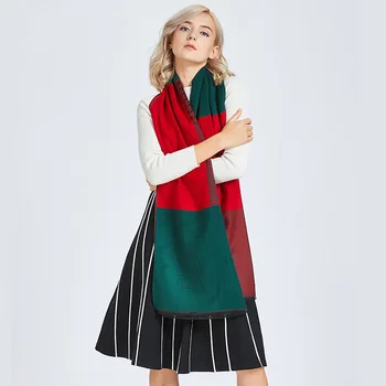 

Ms. Autumn and Winter Imitate Cashmere Fashion Korean Lattice Thermal Scarf Female Shawl