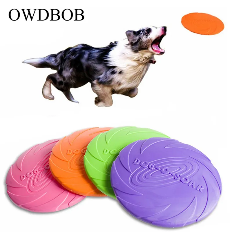 OWDBOB الكلب تحلق أقراص لعبة المقاومة دغة المطاط Frisbie لعب للكلاب ترينينج التفاعلية لعب مضغ للكلاب الحيوانات الأليفة لوازم