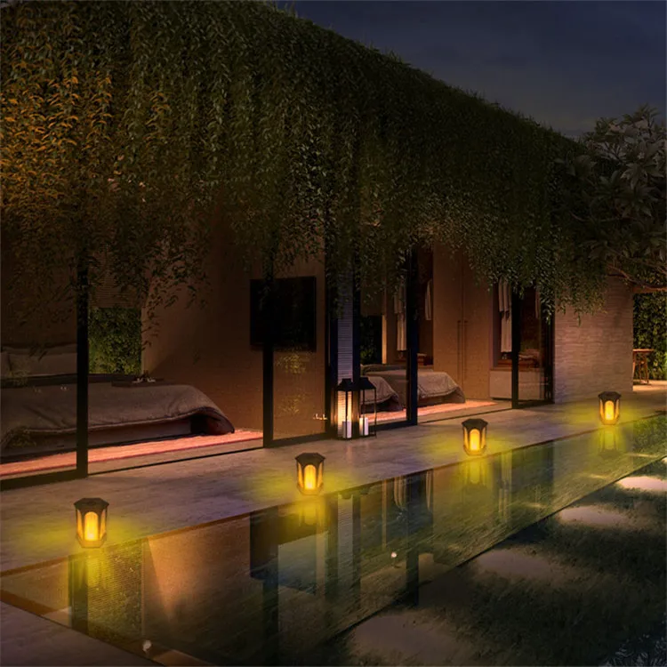 

Newest Waterproof Solar Lights Flickering Gradient Constantly Bright Flames Torches Outdoor Landscape Lamp