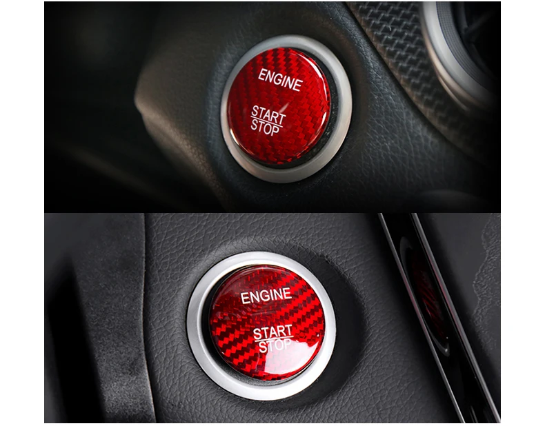 Airspeed Real Carbon Fiber Engine Start Button Cover Stickers Decor for Mercedes Benz C GLC W205 X253 C63 red black Car-styling  (6)