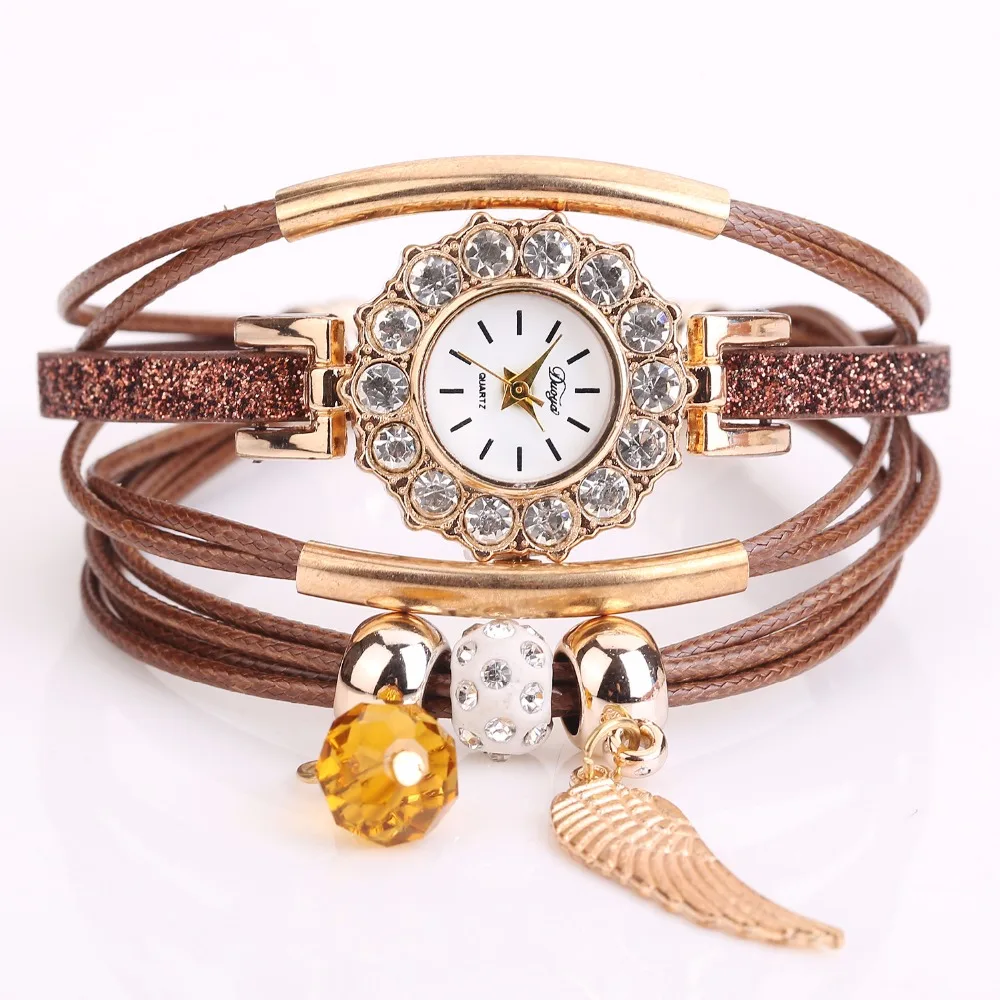 MESTILO Multilayer Leather Wrap Bracelet Crystal Beads Rhinestone Wrist