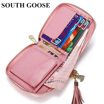 

SOUTH GOOSE Fashion Short Tassel Women's Wallets Lady Leather Card Holder Wallet Female Credit Card Coin Purse 6 Colors