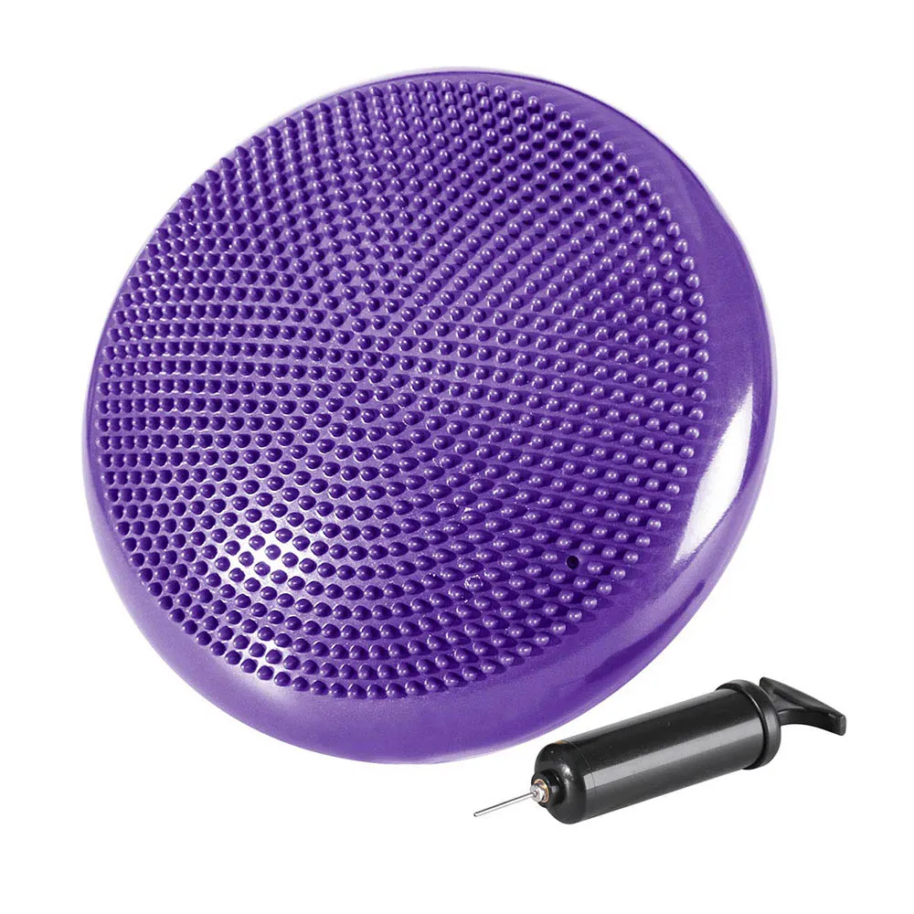 Надувной Массажный мяч для йоги, подушка с насосом, Воздушная стабильность, фитнес-баланс, диск, тренировочный мяч, подушка, оборудование для пилатеса, шарики Bosu - Цвет: Фиолетовый