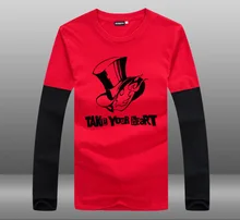 2016 Game Persona 5 Take Your Heart Cotton Long Sleeve O-Neck Contrast Color T-shirts Tee Shirts Tops Clothing
